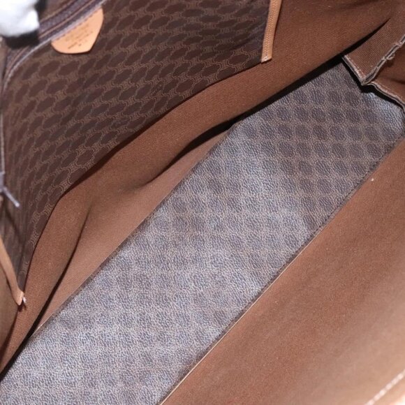 CELINE Macadam Canvas Tote Bag PVC Leather Brown Gold Auth mr1098 - Picture 11 of 16